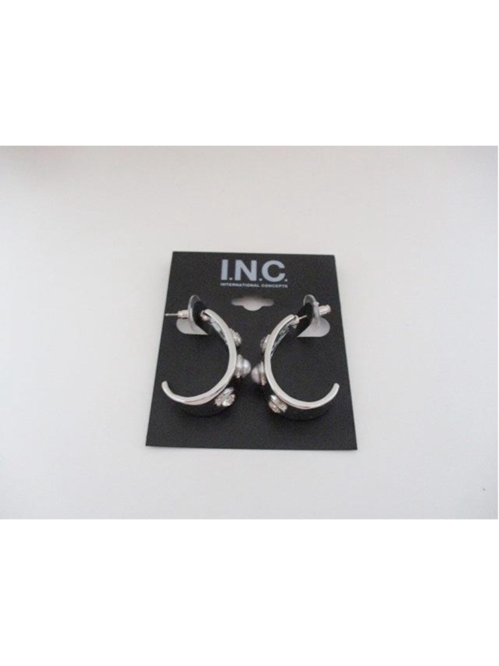 I.N.C. International Concepts Silver toned Hoop Earrings 1.25" L X 0.75" W - Picture 4 of 8
